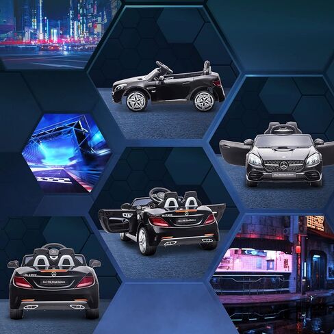 AOSOM Mercedes SLC 300 Kids Corder Carn مع التحكم عن بُعد ، وركوب بطارية 12 فولت يركبون السيارة مع الموسيقى ، والأضواء ، والتعليق لمدة 3-6 سنوات ، أبيض in Kuwait