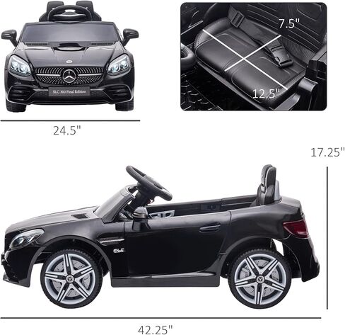 AOSOM Mercedes SLC 300 Kids Corder Carn مع التحكم عن بُعد ، وركوب بطارية 12 فولت يركبون السيارة مع الموسيقى ، والأضواء ، والتعليق لمدة 3-6 سنوات ، أبيض in Kuwait