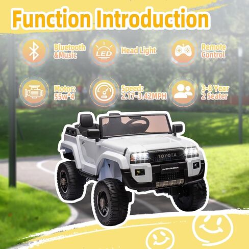 Licensed Toyota LC250 24V Ride On Toys for Big Kids, 2 Seater Ride On Car w/Parent Remote Control, 4WD, 220W Motors, Bluetooth Music, Three-Point Seat Belt, Slow Start & Speed Adjustment (Ages 3+) in Saudi Arabia