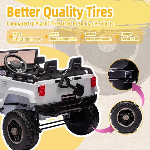 Licensed Toyota LC250 24V Ride On Toys for Big Kids, 2 Seater Ride On Car w/Parent Remote Control, 4WD, 220W Motors, Bluetooth Music, Three-Point Seat Belt, Slow Start & Speed Adjustment (Ages 3+) in Saudi Arabia