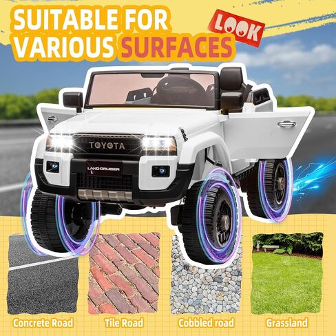Licensed Toyota LC250 24V Ride On Toys for Big Kids, 2 Seater Ride On Car w/Parent Remote Control, 4WD, 220W Motors, Bluetooth Music, Three-Point Seat Belt, Slow Start & Speed Adjustment (Ages 3+) in Saudi Arabia