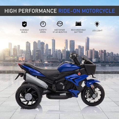 AOSOM 6V Kids Kids Motorcycle Toddler Ride-On Toy ، وعلبة كهربائية مصغرة عالية التشغيل التي تعمل بالبطارية مع التبديل الأمامي/العكسي ، والموسيقى ، والمصابيح الأمامية ، والقرن ، الأحمر in Kuwait
