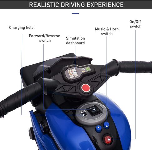 AOSOM 6V Kids Kids Motorcycle Toddler Ride-On Toy ، وعلبة كهربائية مصغرة عالية التشغيل التي تعمل بالبطارية مع التبديل الأمامي/العكسي ، والموسيقى ، والمصابيح الأمامية ، والقرن ، الأحمر in Kuwait