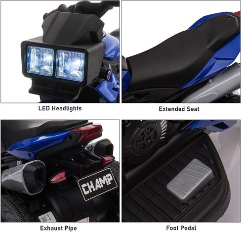 AOSOM 6V Kids Kids Motorcycle Toddler Ride-On Toy ، وعلبة كهربائية مصغرة عالية التشغيل التي تعمل بالبطارية مع التبديل الأمامي/العكسي ، والموسيقى ، والمصابيح الأمامية ، والقرن ، الأحمر in Kuwait