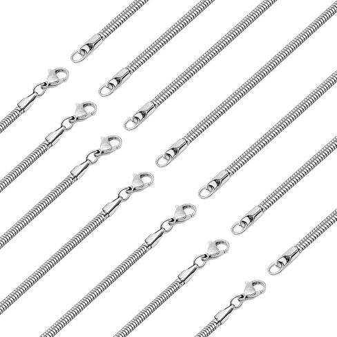 stino 7PCs No Turnish Stainless Steel Chains for Jewelry Making, Bulk Silver Necklace, Figaro, Snake, Rope, Rolo in Saudi Arabia