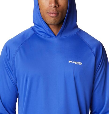 Columbia Men's Terminal Tackle Hoodie, Carbon/Opal Blue Logo, 5X Big in Saudi Arabia