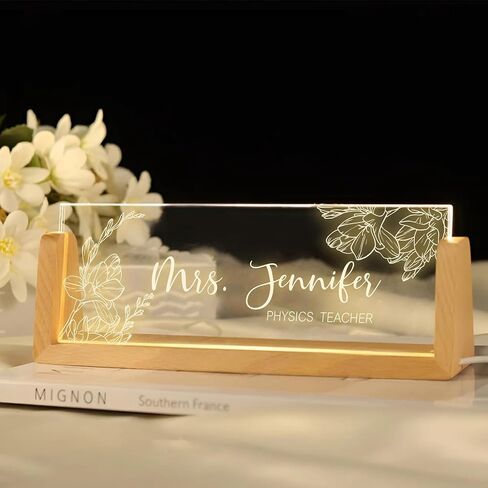 Personalized Teacher Name Plate for Desk, Light Up Acrylic Desk Name Plate Decor, Custom Teacher Gift Appreciation Acrylic Plaque,Teacher Appreciation Gifts The Office Style 4 in Saudi Arabia