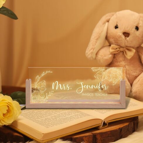 Personalized Teacher Name Plate for Desk, Light Up Acrylic Desk Name Plate Decor, Custom Teacher Gift Appreciation Acrylic Plaque,Teacher Appreciation Gifts The Office Style 4 in Saudi Arabia