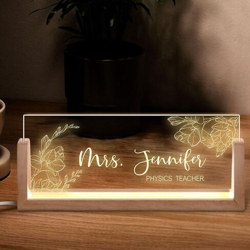 Personalized Teacher Name Plate for Desk, Light Up Acrylic Desk Name Plate Decor, Custom Teacher Gift Appreciation Acrylic Plaque,Teacher Appreciation Gifts The Office Style 4 in Saudi Arabia