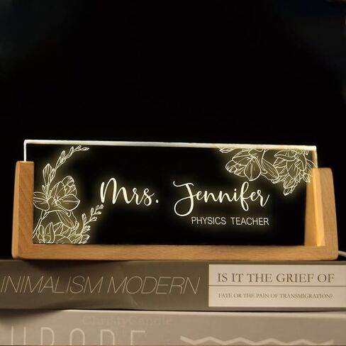 Personalized Teacher Name Plate for Desk, Light Up Acrylic Desk Name Plate Decor, Custom Teacher Gift Appreciation Acrylic Plaque,Teacher Appreciation Gifts The Office Style 4 in Saudi Arabia