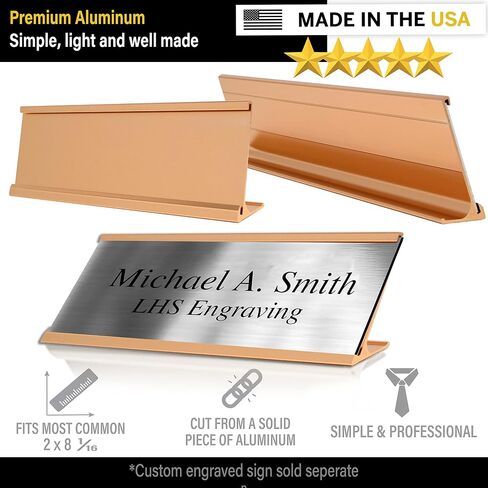 LHS | 2x8 Executive True Fit Black Aluminum Desk Name Plate Holder Ideal for Professional Desktop Nameplate in Saudi Arabia