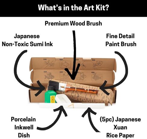 Iko Print DIY Gyotaku Fish Printing Art Kit - Print Your own Catch! - Fishing Gifts for Men - (5 Sheets of Rice Paper, sumi Ink, Bowl, and Brushes) - Japanese Fish Art for Your Home in Saudi Arabia