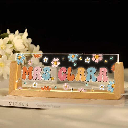 Personalized Teacher Name Plate for Desk, Light Up Acrylic Desk Name Plate Decor, Custom Teacher Gift Appreciation Acrylic Plaque,Teacher Appreciation Gifts The Office Style 4 in Saudi Arabia