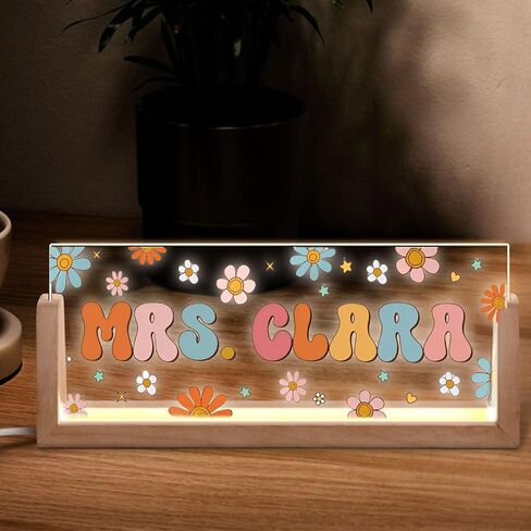 Personalized Teacher Name Plate for Desk, Light Up Acrylic Desk Name Plate Decor, Custom Teacher Gift Appreciation Acrylic Plaque,Teacher Appreciation Gifts The Office Style 4 in Saudi Arabia