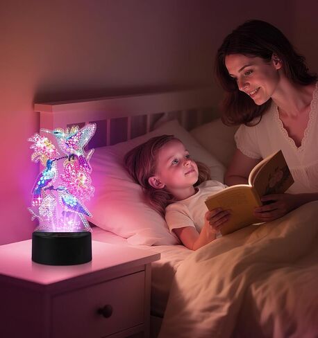 ALKALO Diamond Painting Night Light, Diamond Painting Kits for Adults Desktop Ornaments for Table Tabletop Decor Diamond Art Accessories for Adult Beginner Touch Lamp for Bedrooms Living Room- Bird in Kuwait