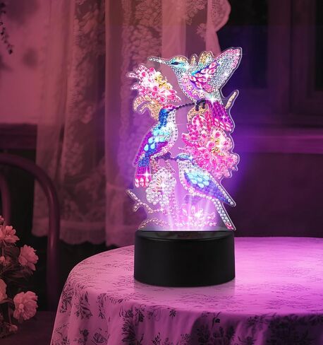 ALKALO Diamond Painting Night Light, Diamond Painting Kits for Adults Desktop Ornaments for Table Tabletop Decor Diamond Art Accessories for Adult Beginner Touch Lamp for Bedrooms Living Room- Bird in Kuwait