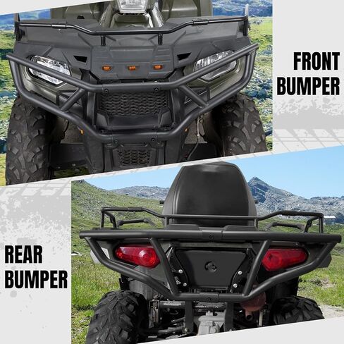 ATV Sportsman 570 Front & Rear Brush Guard Bumper Set, A & UTV PRO Heavy-Duty Steel Bumper Grille Guard Protector for 2014-2022 Polaris Sportsman Touring 570 450 H.O Accessories, 2PCS, Black in Saudi Arabia