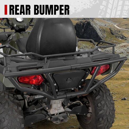 ATV Sportsman 570 Front & Rear Brush Guard Bumper Set, A & UTV PRO Heavy-Duty Steel Bumper Grille Guard Protector for 2014-2022 Polaris Sportsman Touring 570 450 H.O Accessories, 2PCS, Black in Saudi Arabia