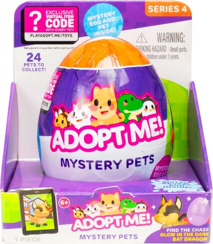 Adopt Me! Mystery Pets Blind Box Egg Assorted Single - Series 4 - Exclusive Virtual Item Game Code - Collectible Mini Animal Toy Figure, Styles May Vary - Gift for Kids, Girls & Boys - 6+ in Saudi Arabia