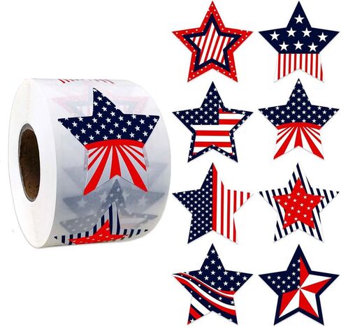 500 PCS 4th of July Stickers الوطنية 1.5 بوصة ملصقات العلم الأمريكية الولايات المتحدة الأمريكية الرابع من يوليو ملصق أبيض و Blue Star للاستقلال يوم التذكارات مكافأة Invelop in Kuwait
