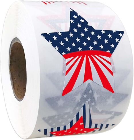 500 PCS 4th of July Stickers الوطنية 1.5 بوصة ملصقات العلم الأمريكية الولايات المتحدة الأمريكية الرابع من يوليو ملصق أبيض و Blue Star للاستقلال يوم التذكارات مكافأة Invelop in Kuwait