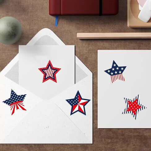 500 PCS 4th of July Stickers الوطنية 1.5 بوصة ملصقات العلم الأمريكية الولايات المتحدة الأمريكية الرابع من يوليو ملصق أبيض و Blue Star للاستقلال يوم التذكارات مكافأة Invelop in Kuwait
