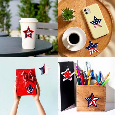 500 PCS 4th of July Stickers الوطنية 1.5 بوصة ملصقات العلم الأمريكية الولايات المتحدة الأمريكية الرابع من يوليو ملصق أبيض و Blue Star للاستقلال يوم التذكارات مكافأة Invelop in Kuwait