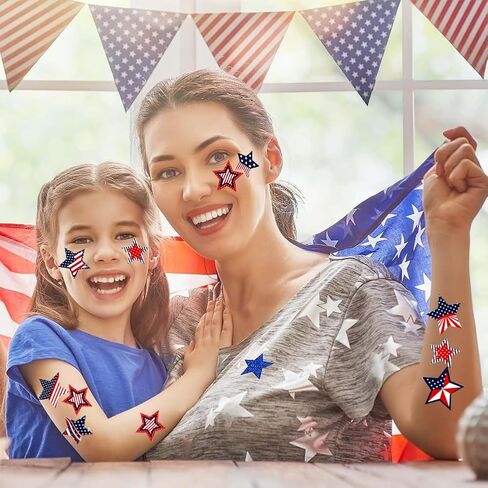 500 PCS 4th of July Stickers الوطنية 1.5 بوصة ملصقات العلم الأمريكية الولايات المتحدة الأمريكية الرابع من يوليو ملصق أبيض و Blue Star للاستقلال يوم التذكارات مكافأة Invelop in Kuwait