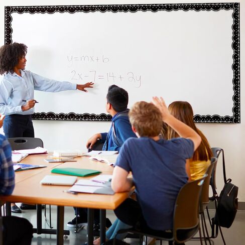 68.9 ft Magnetic Bulletin Board Border Magnetic Whiteboard Strips Rolls for Classroom Chalkboard Trim School Office Chalkboard Decoration (Black with White Squiggles) in Saudi Arabia