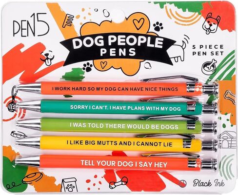 أقلام Funny Dog People، مجموعة هدايا مضحكة لأصحاب الحيوانات الأليفة أو زملاء العمل، أقلام حبر جاف سوداء in Kuwait