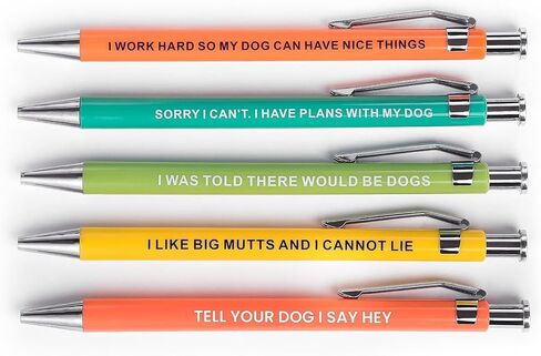 أقلام Funny Dog People، مجموعة هدايا مضحكة لأصحاب الحيوانات الأليفة أو زملاء العمل، أقلام حبر جاف سوداء in Kuwait