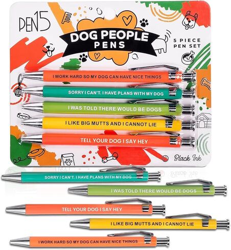 أقلام Funny Dog People، مجموعة هدايا مضحكة لأصحاب الحيوانات الأليفة أو زملاء العمل، أقلام حبر جاف سوداء in Kuwait