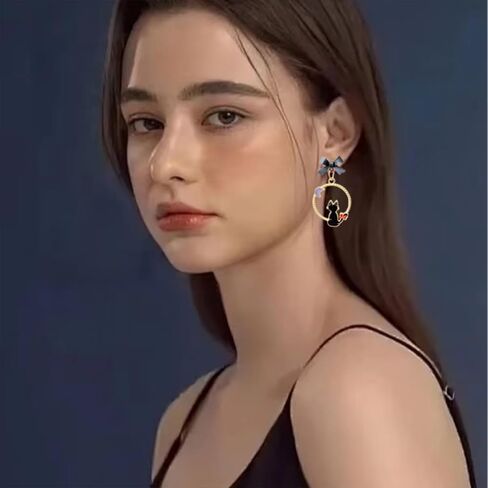 Asymmetric Sweet Cartoon Bow Drop Dangle Earrings Vintage Lovely Princess Earrings For Women Girls in Kuwait