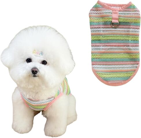 Colorful Knitted Pet Clothes with Lace Trim - Stylish Comfort for Small Dogs & Cats (Yellow Dress, Large) in Saudi Arabia