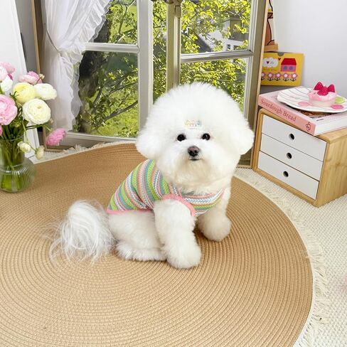 Colorful Knitted Pet Clothes with Lace Trim - Stylish Comfort for Small Dogs & Cats (Yellow Dress, Large) in Saudi Arabia