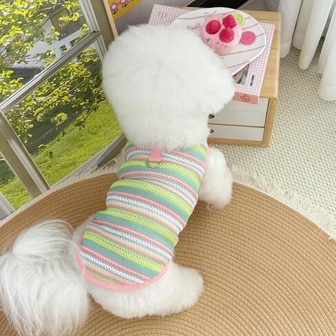 Colorful Knitted Pet Clothes with Lace Trim - Stylish Comfort for Small Dogs & Cats (Yellow Dress, Large) in Saudi Arabia