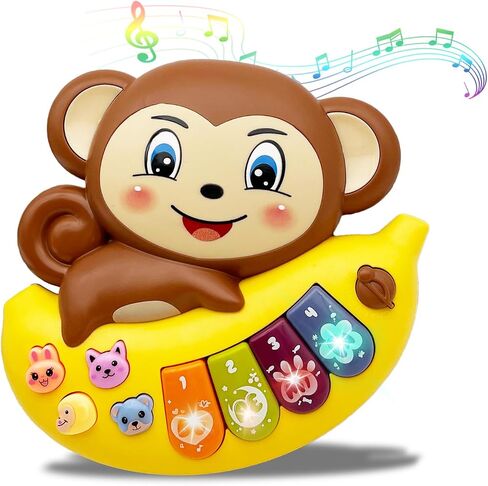 Baby Musical Toys Piano for 2 Year Old Girls Boys Light Up Music Learning Toys for Toddlers 3 Easter Gifts Infant 18 Month (Monkey) in Kuwait