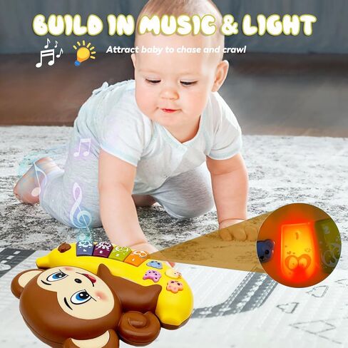 Baby Musical Toys Piano for 2 Year Old Girls Boys Light Up Music Learning Toys for Toddlers 3 Easter Gifts Infant 18 Month (Monkey) in Kuwait
