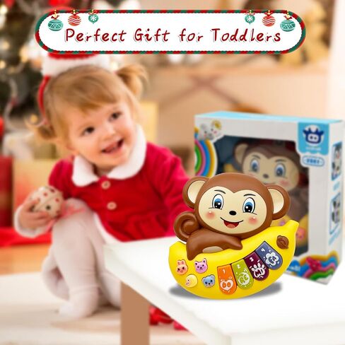 Baby Musical Toys Piano for 2 Year Old Girls Boys Light Up Music Learning Toys for Toddlers 3 Easter Gifts Infant 18 Month (Monkey) in Kuwait