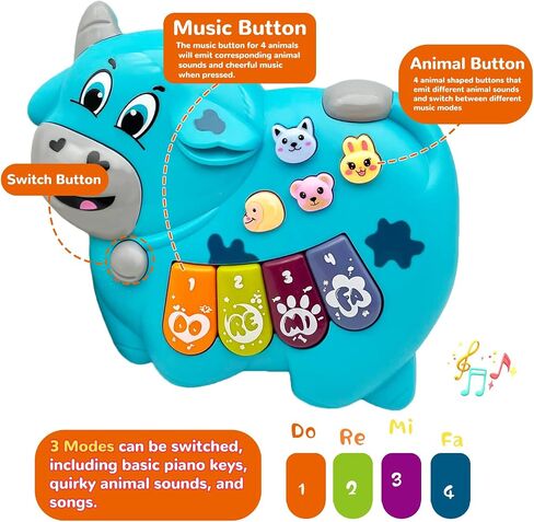 Baby Musical Toys Piano for 2 Year Old Girls Boys Light Up Music Learning Toys for Toddlers 3 Easter Gifts Infant 18 Month (Monkey) in Saudi Arabia