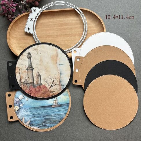 Ammsochy Cutting Dies Metal Stencils Scrapbooking Tools DIY Craft Carbon Steel Embossing Template for Paper Card Making Album Arts Crafts Supplies (Round Tag-7.5x7.8cm) in Kuwait