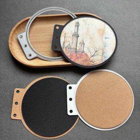 Ammsochy Cutting Dies Metal Stencils Scrapbooking Tools DIY Craft Carbon Steel Embossing Template for Paper Card Making Album Arts Crafts Supplies (Round Tag-7.5x7.8cm) in Kuwait