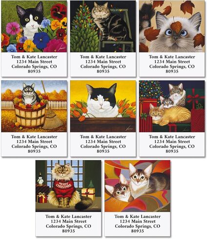 Colorful Images Black Cat Return Address Mailing Labels, Personalize with Name & Addresses, Set of 144 Self Adhesive, Easy Peel Flat Label Sheets, 1½" x 1¾", 12 Designs in Kuwait