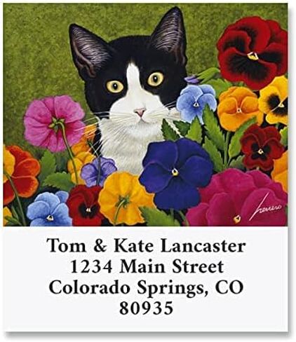 Colorful Images Black Cat Return Address Mailing Labels, Personalize with Name & Addresses, Set of 144 Self Adhesive, Easy Peel Flat Label Sheets, 1½" x 1¾", 12 Designs in Kuwait