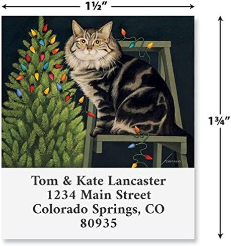Colorful Images Black Cat Return Address Mailing Labels, Personalize with Name & Addresses, Set of 144 Self Adhesive, Easy Peel Flat Label Sheets, 1½" x 1¾", 12 Designs in Kuwait