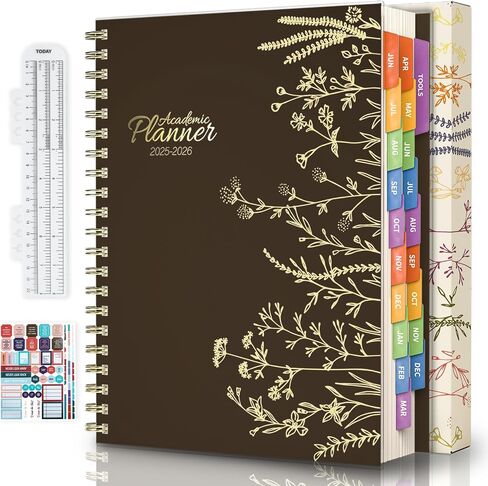 Jun 2025-Dec 2026 Academic Monthly Weekly Daily Planner for School, 19 Months Calendar 25-26 Planning Book with Colorful Tabs, 8.5" x 11" Mid Year College Organizer for Student Teacher (Black) in Kuwait