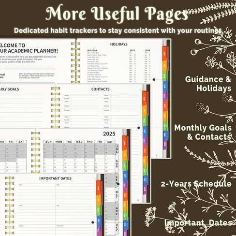 Jun 2025-Dec 2026 Academic Monthly Weekly Daily Planner for School, 19 Months Calendar 25-26 Planning Book with Colorful Tabs, 8.5" x 11" Mid Year College Organizer for Student Teacher (Black) in Kuwait