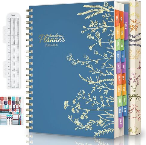 Jun 2025-Dec 2026 Academic Monthly Weekly Daily Planner for School, 19 Months Calendar 25-26 Planning Book with Colorful Tabs, 8.5" x 11" Mid Year College Organizer for Student Teacher (Black) in Kuwait