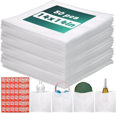 390 Pcs Moving Supplies, 270 Foam Pouches & Foam Sheets, 4 Sizes Packing Foam Pouches with 120 Fragile Stickers for Protect Cushion Dishes China Storage Supplies (7.8X7.8", 7.8X12", 12X12", 12X16") in Saudi Arabia