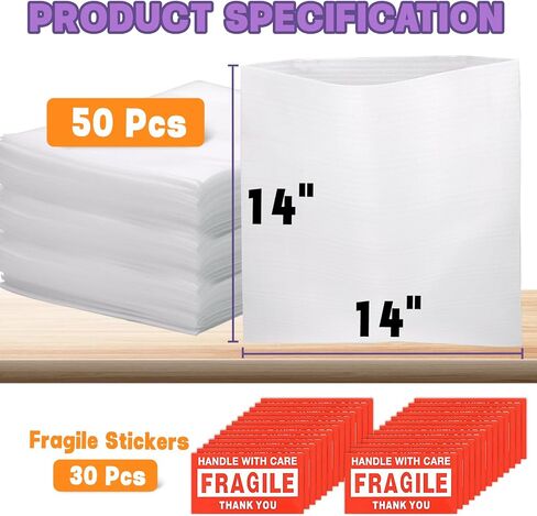 390 Pcs Moving Supplies, 270 Foam Pouches & Foam Sheets, 4 Sizes Packing Foam Pouches with 120 Fragile Stickers for Protect Cushion Dishes China Storage Supplies (7.8X7.8", 7.8X12", 12X12", 12X16") in Saudi Arabia